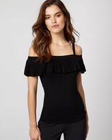 Thumbnail for your product : Le Château Jersey Knit Cold Shoulder Ruffle Top