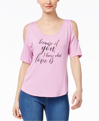 Thalia Sodi Mother's Day Cold-Shoulder Graphic T-Shirt, Created for Macy's