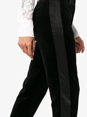 Frame Contrasting Waist Cropped Velvet Trousers