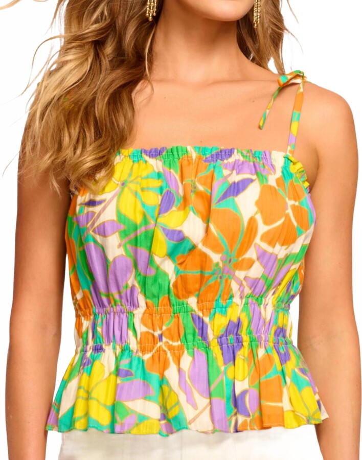 Ramy Brook Rio Tie-Strap Tank Top In Retro Garden