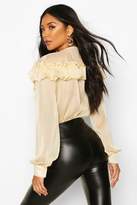 Thumbnail for your product : boohoo Chiffon Ruffle Deep Plunge Blouse
