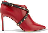 Valentino - Studwrap Leather Ankle Boots - Red