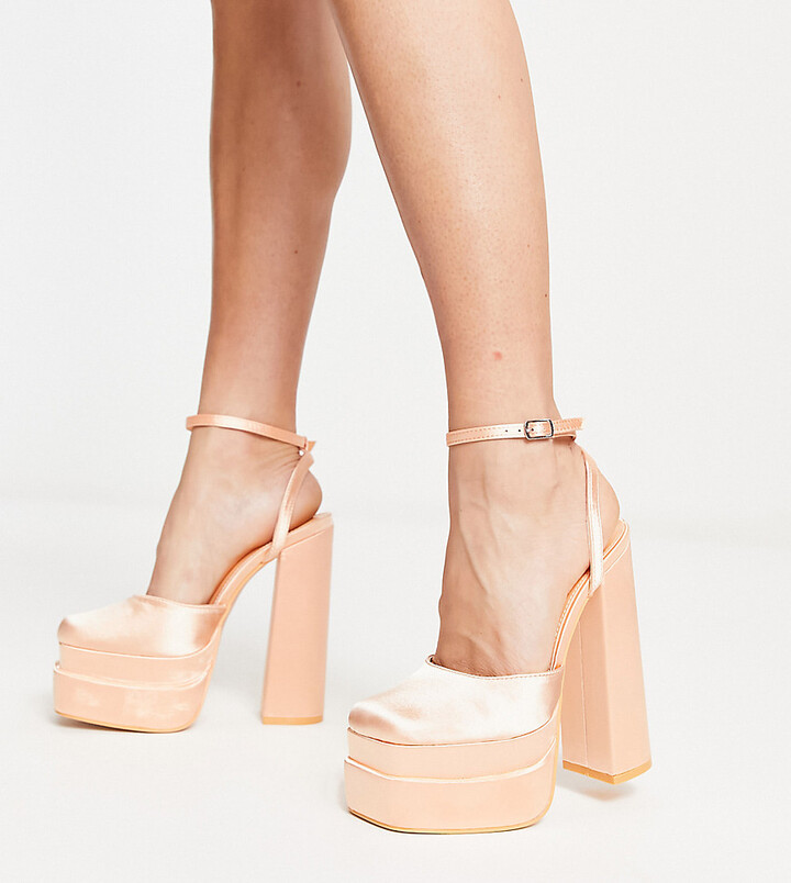 Public Desire Verona platform heeled sandals in white pu - ShopStyle
