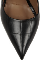 Thumbnail for your product : Givenchy Gold metal plaque pumps in black crocodile-effect leather