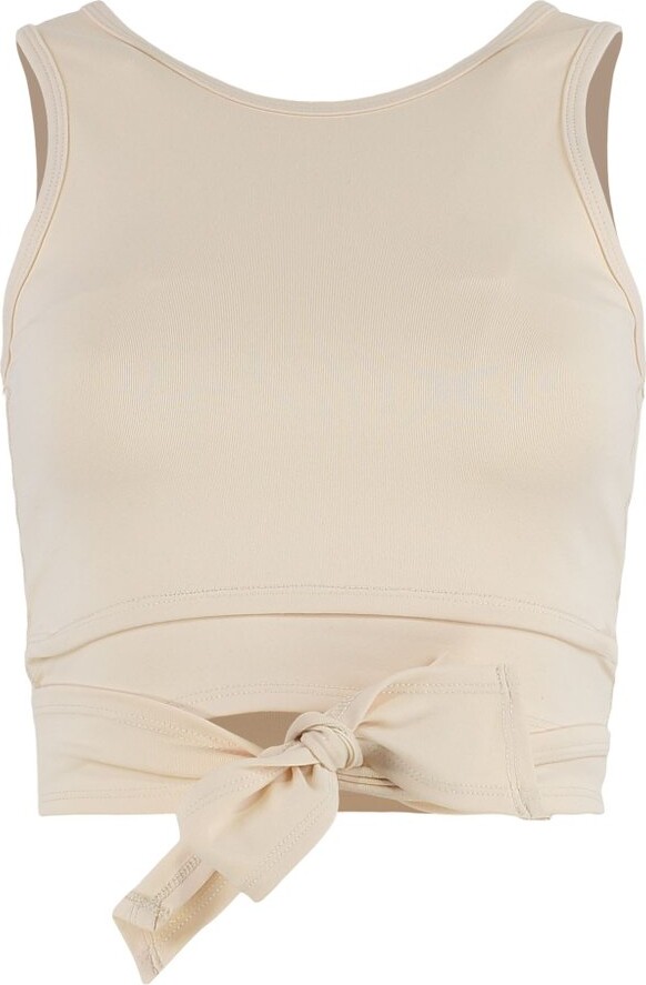 Live The Process Front Knot Cropped Performance Top