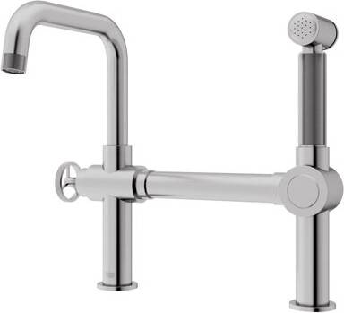 VIGO Cass 13 in. H Single-Handle High-Arc Widespread Bridge Kitchen Faucet with Pull-Out Side Sprayer