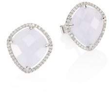 Meira T Diamond, Blue Opal & 14K White Gold Stud Earrings
