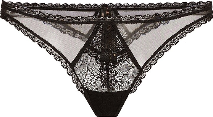 Kiki de Montparnasse Women's Dahlia Lace Thong - Black - Size Large