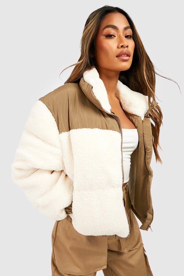 Boohoo Luxe Panelled Faux Fur Coat Boohoo Kunstlederjacke Mit