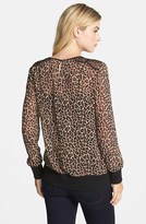 Thumbnail for your product : Vince Camuto Lace Trim Leopard Print Sheer Pullover