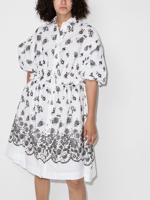 Simone Rocha Floral-Print Cotton Shirtdress
