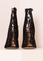 Thumbnail for your product : Missy Empire Kamila Black Velvet Lace Up Heeled Boots