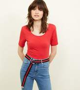 Thumbnail for your product : New Look Red Stripe Woven Double D Ring Belt