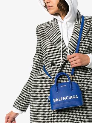 Balenciaga blue and white ville XXS leather top handle bag