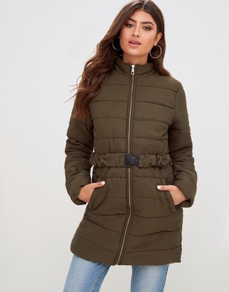 PrettyLittleThing Quilted Belted Coat