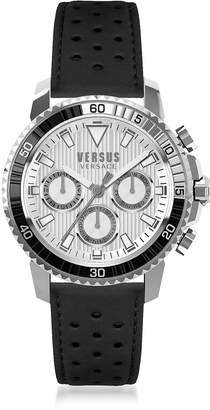 Versace Versus Aberdeen Silver Stainless Steel Men's Chronograph Watch w/Black Leather Strap