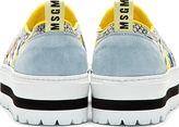Thumbnail for your product : MSGM Blue & Yellow Floral Print Platform Sneakers