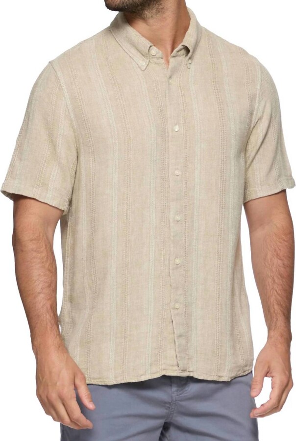 Flags & Anthem Oceanside Linen Blend Shirt In Sand
