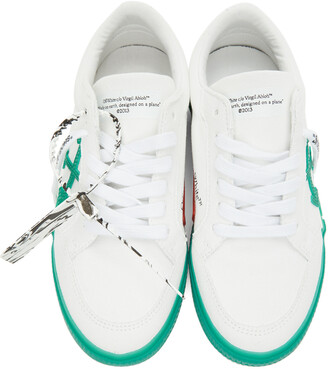 Off-White White & Green Vulcanized Low Sneakers