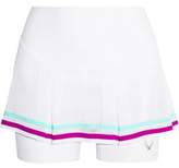 Thumbnail for your product : Lucas Hugh Striped Pleated Mesh And Stretch-jersey Shorts