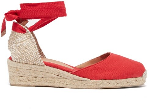 Castaner Carina 30 Canvas And Jute Espadrille Wedges - Red 