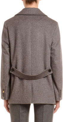 Agnona Cashmere Flannel Double-Breasted Pea Coat