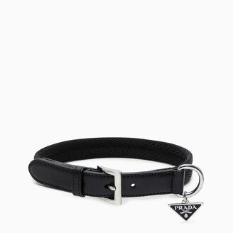 Prada Black dog collar with logo pendant - ShopStyle