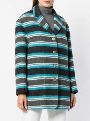 Krizia Pre Owned Striped Fitted Coat