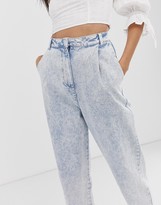 Thumbnail for your product : Asos Tall ASOS DESIGN Tall tapered boyfriend jeans with curved seam in bleach acid wash
