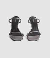Thumbnail for your product : Reiss MAGDA LEATHER STRAPPY HEELED SANDALS Gunmetal