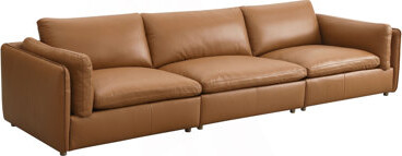 Brighton Brown Top Grain Leather 3 Pieces Modular Sectional