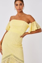 Thumbnail for your product : Little Mistress Tandi Lemon Zest Lace Bardot Maxi Dress