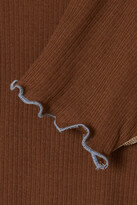 Thumbnail for your product : Base Range Vein Ruffled Ribbed Organic Cotton T-shirt - Brown