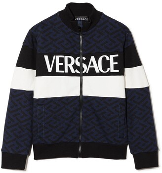 Versace Children La Greca-print logo zipped jacket