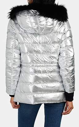 Yves Salomon Army by Women's Reversible Fur & Metallic Tech-Fabric Puffer Jacket - Silver