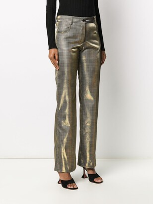 MSGM Checked Lame Flared Trousers