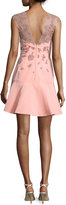 Thumbnail for your product : Monique Lhuillier Beaded Cap-Sleeve Illusion Dress, Rose Pink