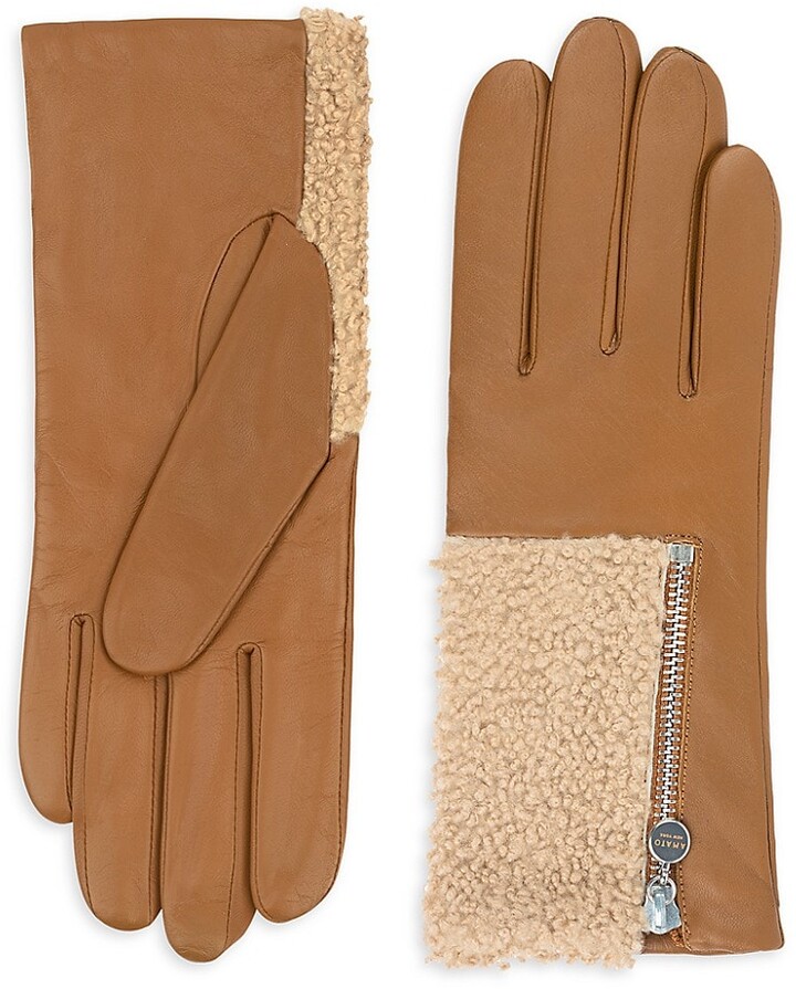 Carolina Amato Leather Shearling Gloves ShopStyle