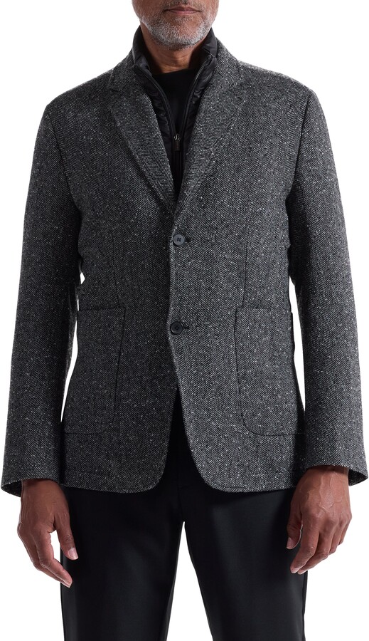 Bugatchi Herringbone Jacket with Removable Bib