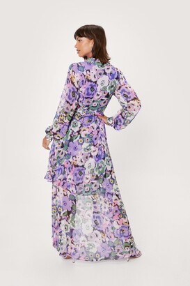 Nasty Gal Womens Floral Wrap Design Asymmetric Maxi Dress