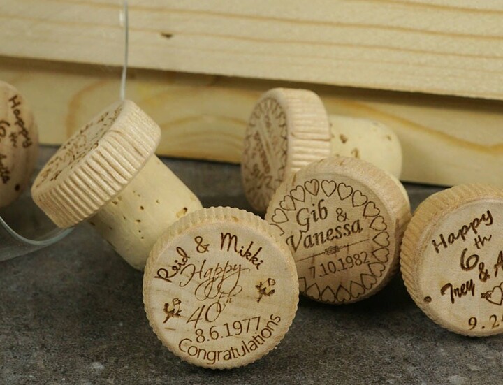 Anniversary Wooden Cork Wine Bottle Stopper - Wedding Gift Corks Lovers Personalized