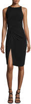 Thumbnail for your product : Halston Sleeveless Boat-Neck Crepe Cocktail Dress w/ Gathering