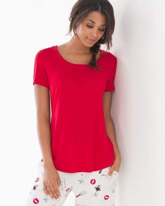 Embraceable Cool Nights Cool Nights Short Sleeve Pajama Tee with Pocket Festive Red
