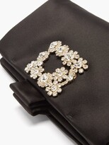 Thumbnail for your product : Roger Vivier Crystal-flower Buckle Satin Clutch Bag - Black