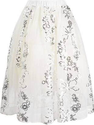 White Midi Sequin Skirt