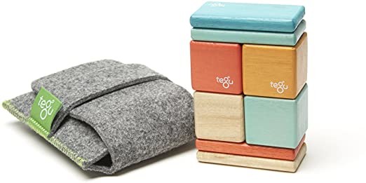 8 Piece Tegu Pocket Pouch Magnetic Wooden Block Set, Sunset