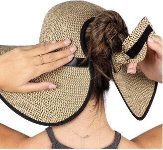 David & Young DAVID AND YOUNG Marled Straw Ponytail Floppy Hat - ShopStyle
