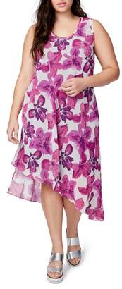 Rachel Roy Asymmetrical Floral Midi Dress