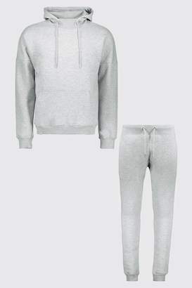 boohoo Funnel Neck Hooded Tracksuit With Skinny Joggers