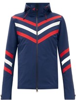 Thumbnail for your product : Perfect Moment Detachable-hood Chevron-striped Padded Ski Jacket - Navy